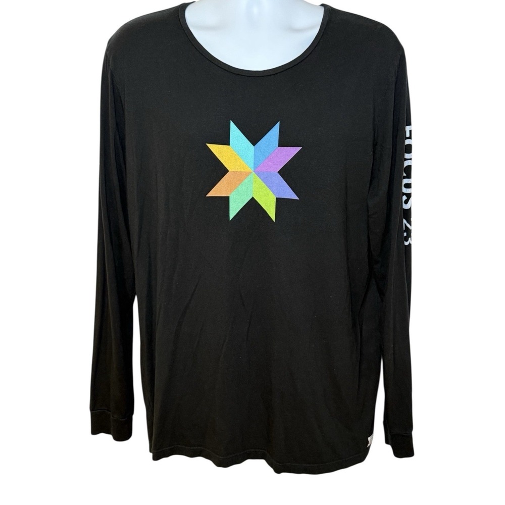 Marine Layer‎ Black T-Shirt Men's Large Graphic Print Crew Neck Long Sleeve